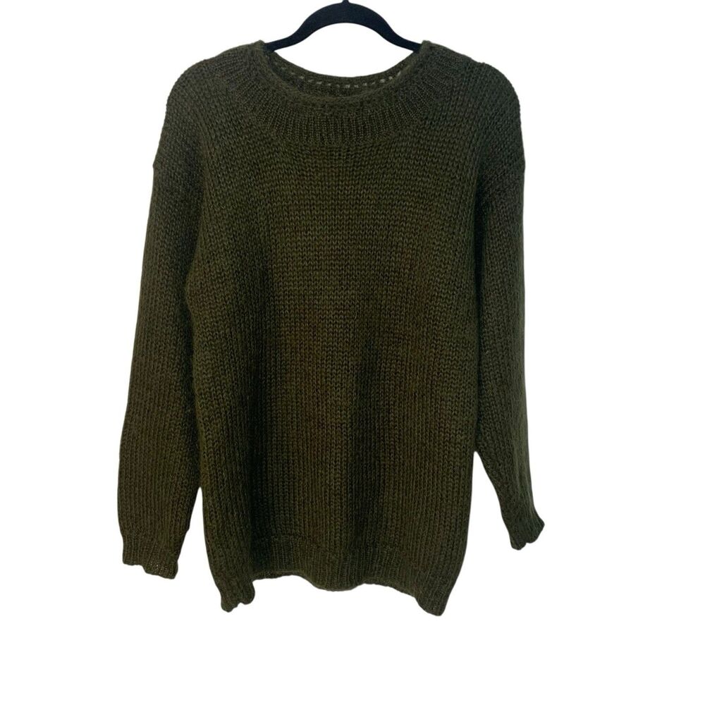 Rafaella Womens Army Olive Green Mohair Wool Blend Sweater M Soft Grunge Vintage